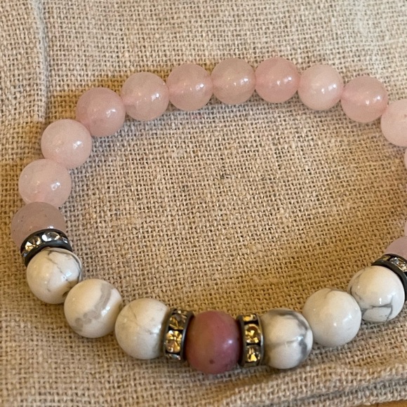 💗 Rose quartz with white howlite natural stones - Picture 10 of 17